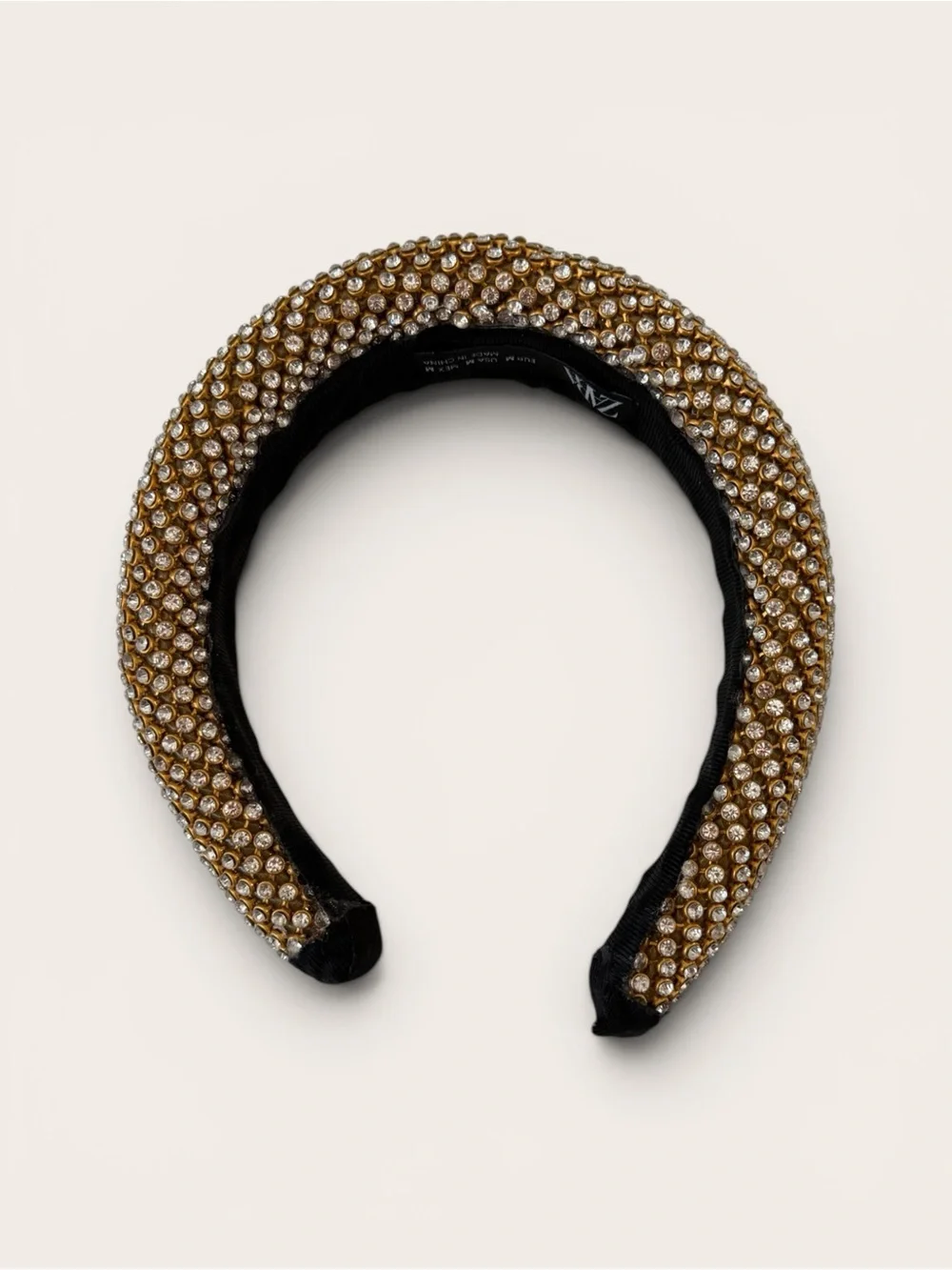 Zara Gold Crystal Embellished Padded Headband